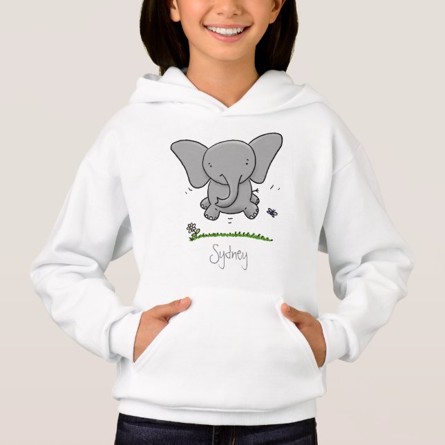 Cute adorable baby elephant cartoon illustration (Front)