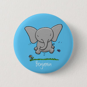 Cute adorable baby elephant cartoon illustration 6 cm round badge