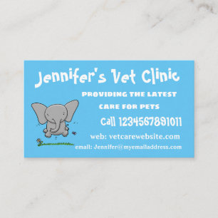 Cute adorable baby elephant cartoon illustration business card