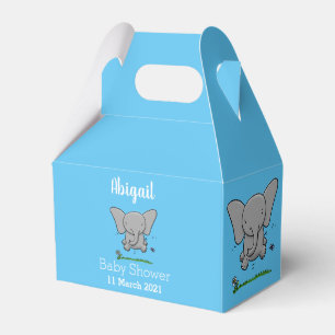 Cute adorable baby elephant cartoon illustration favour box