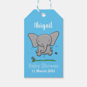Cute adorable baby elephant cartoon illustration gift tags