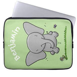 Cute adorable baby elephant cartoon illustration laptop sleeve