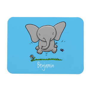 Cute adorable baby elephant cartoon illustration magnet