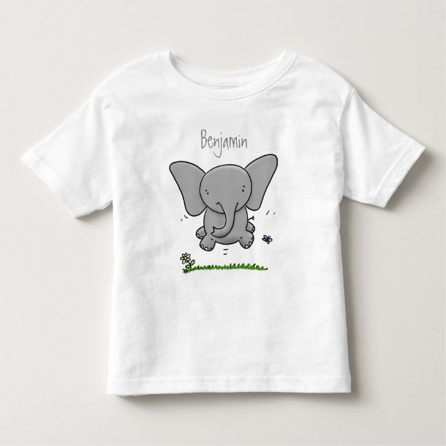 Cute adorable baby elephant cartoon illustration toddler T-Shirt (Front)
