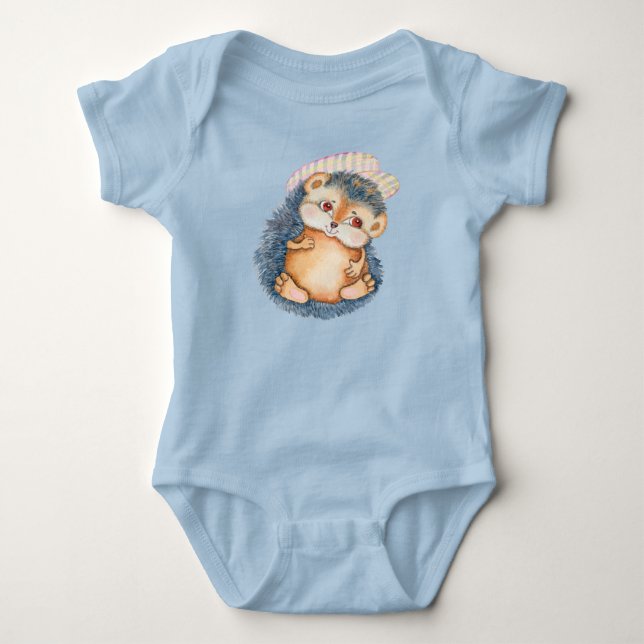 Cute Adorable Baby Hedgehog With Hat Bodysuit (Front)