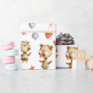 Cute Adorable Baby Owl Kids Wrapping Paper