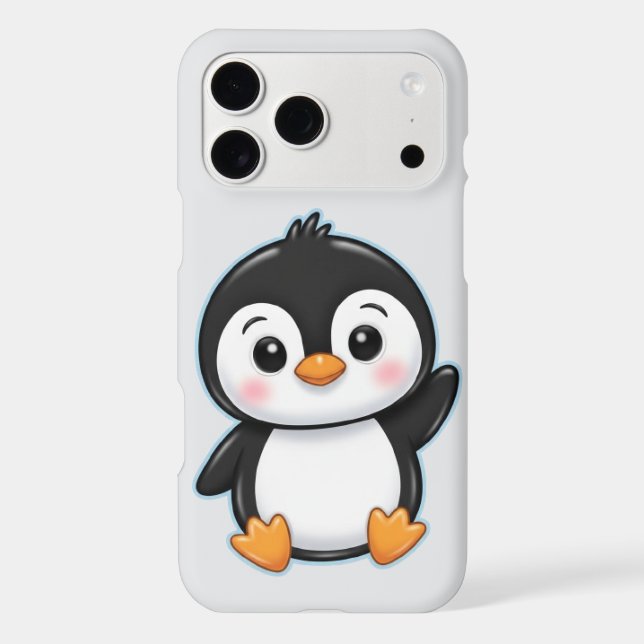 Cute Adorable Baby Penguin Waving Art (Back)