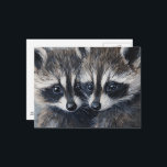 Cute Adorable Baby Raccoons AI Painting Postcard<br><div class="desc">Two adorable baby raccoons painting AI generated art</div>