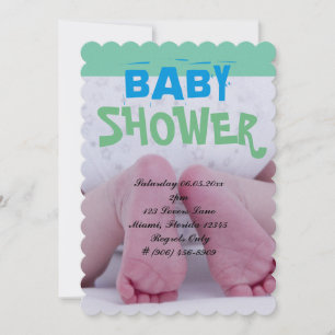 Cute Adorable Baby Shower Crib Nursery Footprints Invitation