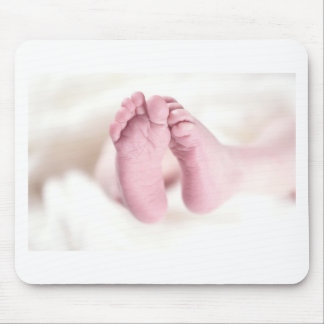 Cute Adorable Baby Shower Crib Nursery Footprints Mouse Pad