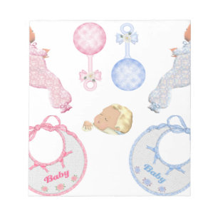 Cute Adorable Baby Shower Crib Nursery Footprints Notepad