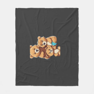 Cute Adorable Bears – Cartoon Sticker Style Colori Fleece Blanket