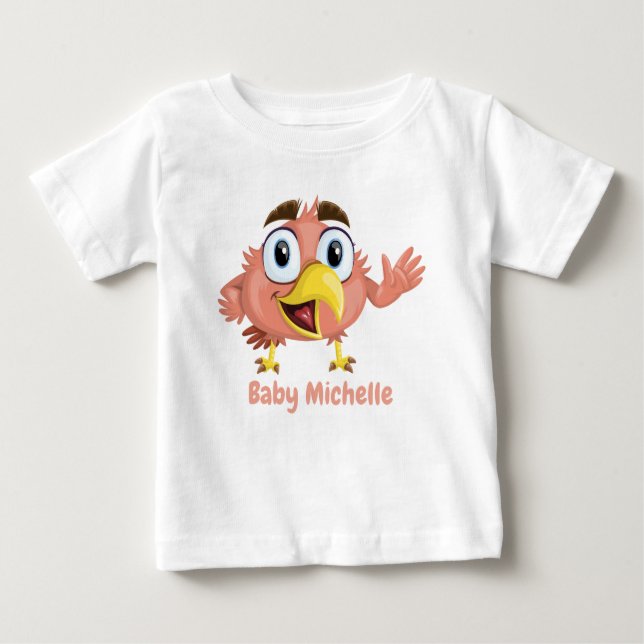 Cute Adorable Bird and Panda Cub Graphic Baby T-Shirt (Front)