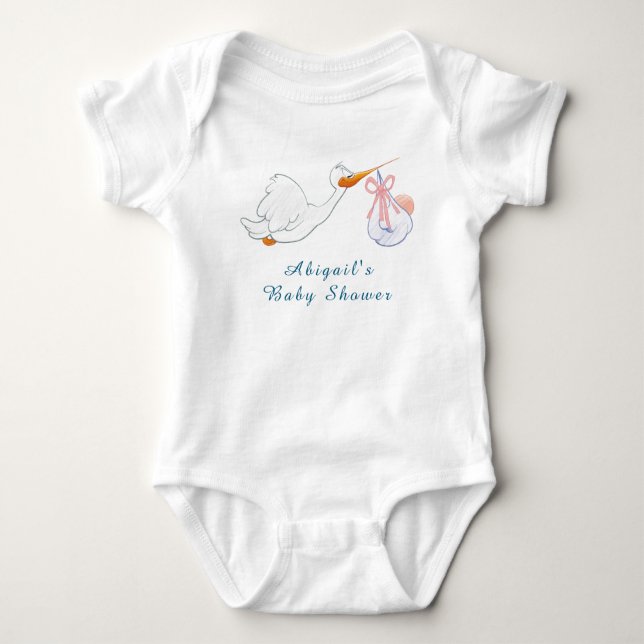 Cute Adorable Birds Carrying Girls Baby Shower  Baby Bodysuit (Front)