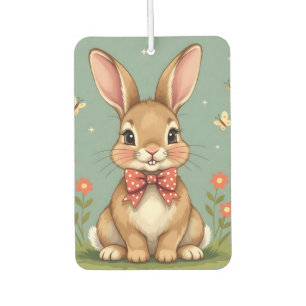 Cute adorable brown bunny with bow tie car air freshener