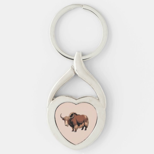 Cute & adorable brown Yak  Key Ring (Front)