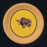 Cute & adorable brown Yak  Paper Plate<br><div class="desc">Meet our adorable yak enjoying a playful moment in the tree! This charming design brings a touch of fun, nature, and personality to your space. With its sweet expression and whimsical hanging pose, the yak adds warmth and joy to your everyday items. Perfect for animal lovers, kids, or anyone who...</div>