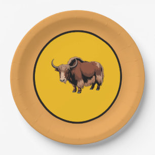 Cute & adorable brown Yak  Paper Plate