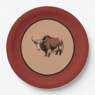 Cute & adorable brown Yak Paper Plate