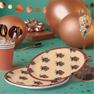 Cute & adorable brown Yak  Paper Plate
