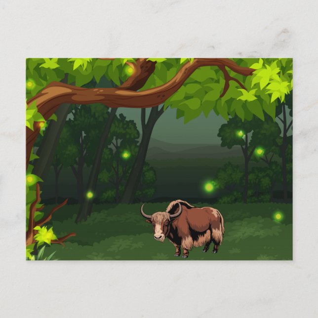 Cute & adorable brown Yak  Postcard (Front)