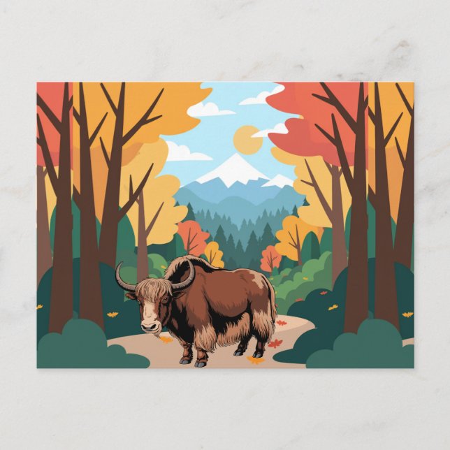 Cute & adorable brown Yak  Postcard (Front)