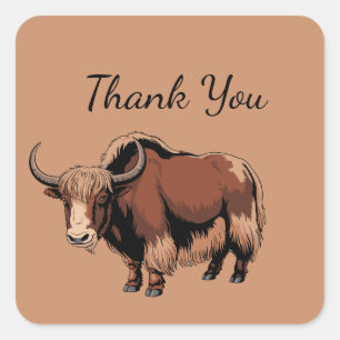 Cute & adorable brown Yak Square Sticker
