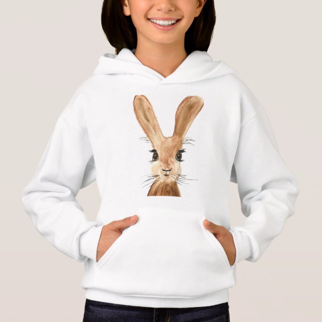 Cute adorable bunny rabbit hare watercolor brown (Front)