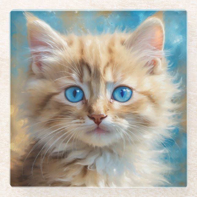 Cute Adorable Cat-37823 Glass Coaster (Front)