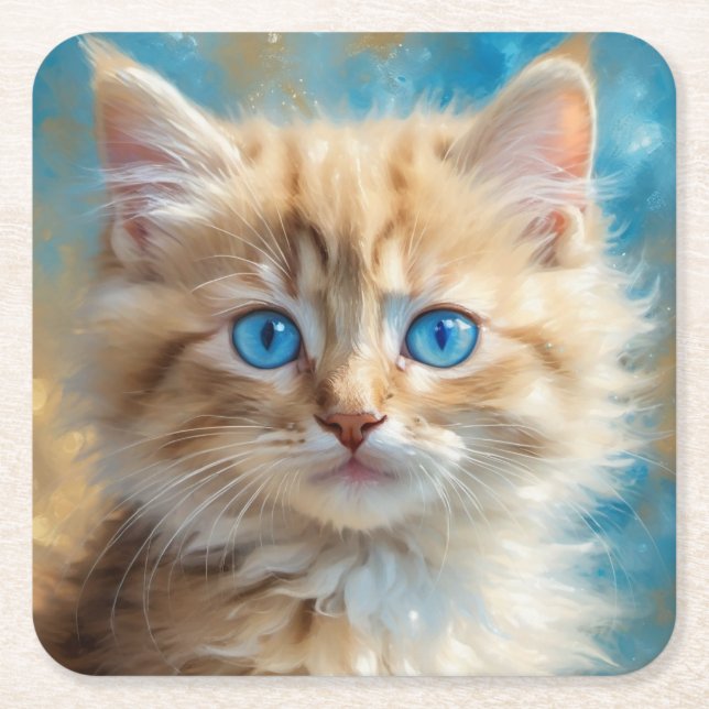 Cute Adorable Cat-37823 Square Paper Coaster (Front)