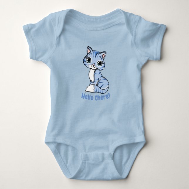 Cute Adorable Cat and Chick Graphic Baby Bodysuit (Front)