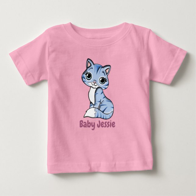 Cute Adorable Cat and Seal Cub Graphic Baby T-Shirt (Front)