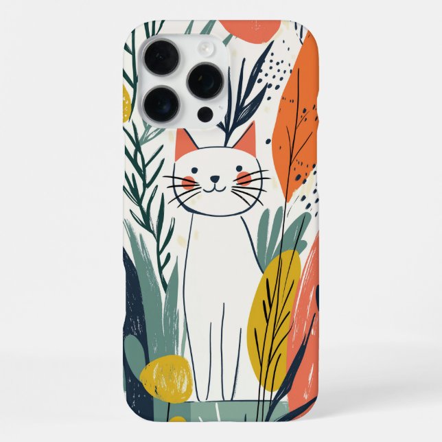 Cute Adorable Cat Illustration iPhone Case (Back)
