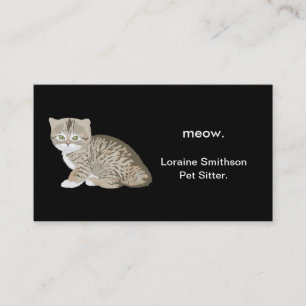 Cute Adorable Cat Pet Sitter or Animal Groomer Business Card