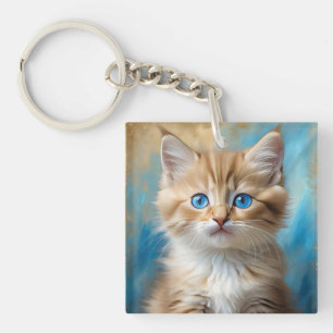 Cute Adorable Cat Portrait Key Ring