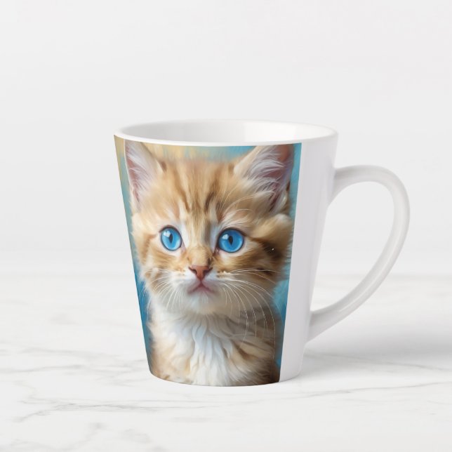 Cute Adorable Cat Portrait  Latte Mug (Right)