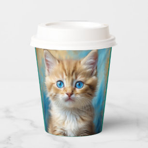 Cute Adorable Cat Portrait  Paper Cups