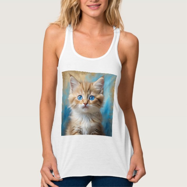 Cute Adorable Cat Portrait  Singlet (Front)