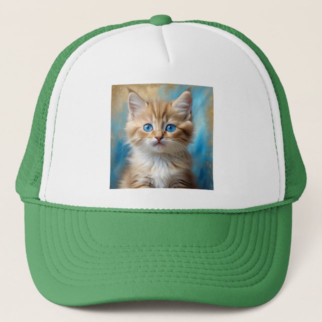 Cute Adorable Cat Portrait  Trucker Hat (Front)