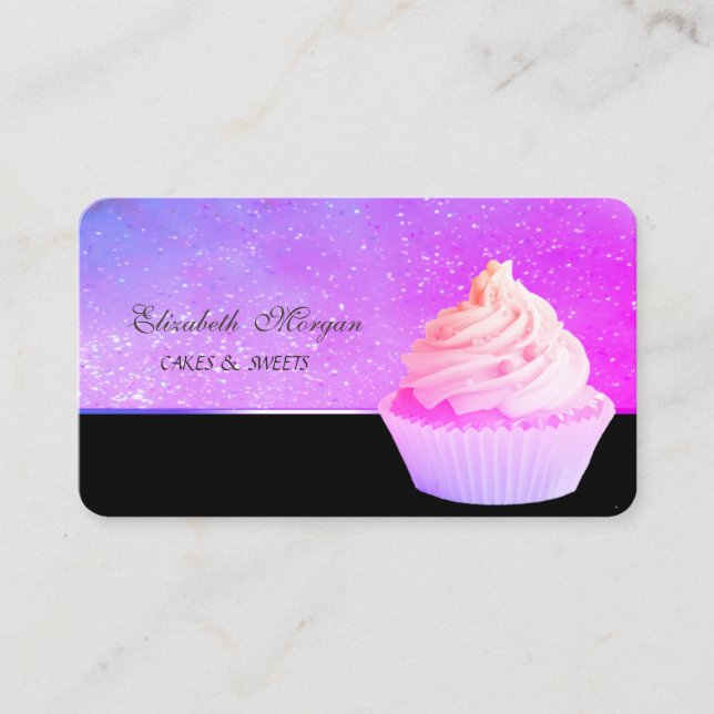 Cute Adorable Chic Cupcake Bakery  Business Card (Front)