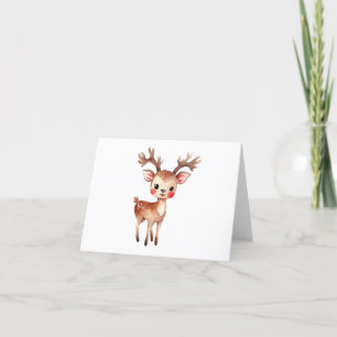 Cute Adorable Christmas Holiday Reindeer 3 BLANK  Card