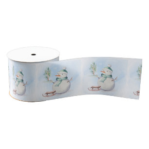 Cute adorable Christmas Snowman Grosgrain Ribbon