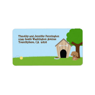 Cute adorable doggie house avery address label