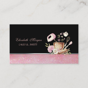 Cute Adorable Elegant Bakery Tools Flowers Business Card