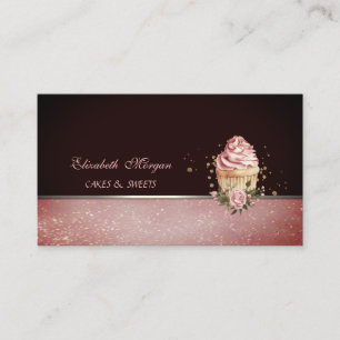 Cute Adorable Floral Cupcake Bakery Business Card