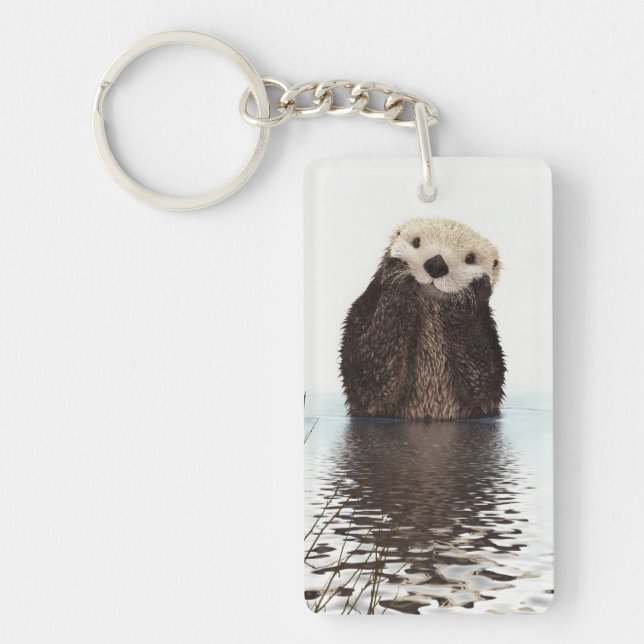 Cute Adorable Fluffy Otter Animal Key Ring (Front)
