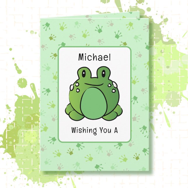 Cute Adorable Frog Cartoon Funny Saying Birthday Card (Creator Uploaded)