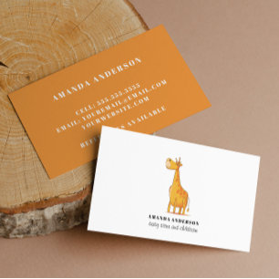 Cute Adorable Giraffe Baby sitter child care Business Card