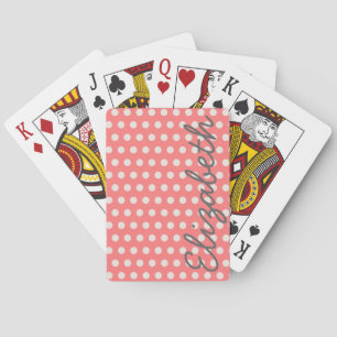 Cute adorable girly bubble gum pink polka dots playing cards