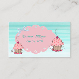 Cute Adorable Girly Modern,Ombre, Cupcake Bakery Business Card